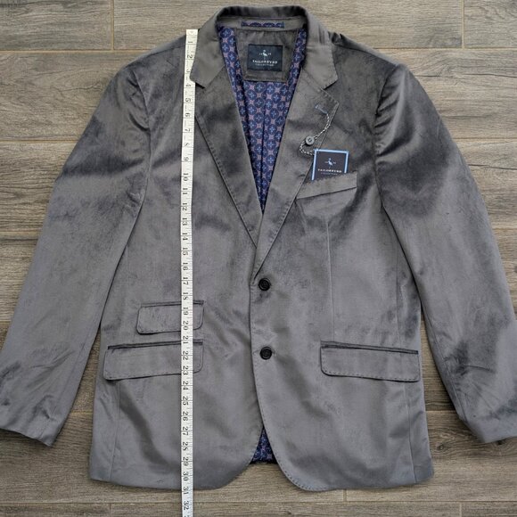 Tailorbyrd Collection Velvet Blazer Men's Size 44R Gray NWT Smokers Jacket - Picture 9 of 12